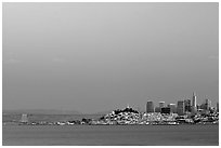 City and Bay Bridge, Sunset. San Francisco, California, USA ( black and white)