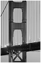 Golden Gate Bridge pillar,  sunset. San Francisco, California, USA (black and white)