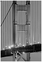 Golden Gate Bridge pillar at night. San Francisco, California, USA ( black and white)