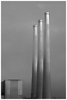 Vertical stacks of power plant. Morro Bay, USA ( black and white)