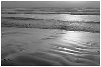 Wet sand, waves, and fog. Morro Bay, USA ( black and white)