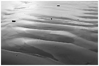 Ripples and wet sand on beach. Morro Bay, USA ( black and white)