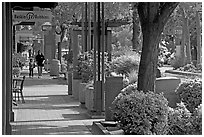 Sidewalk of Santa Cruz avenue, the main shopping street. Menlo Park,  California, USA ( black and white)