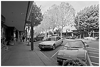 Ferarri on Santa Cruz avenue. Menlo Park,  California, USA (black and white)