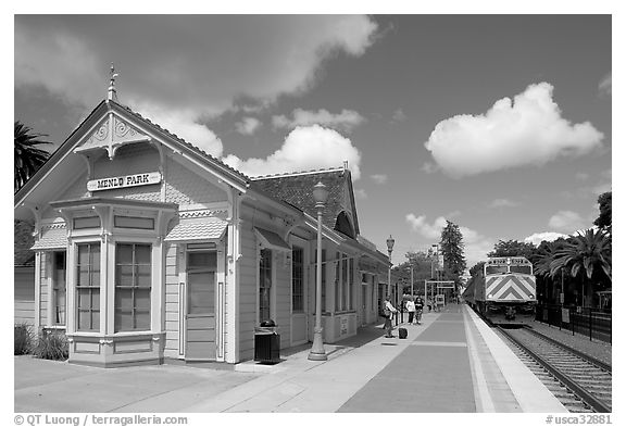 Train station in victorian style. Menlo Park,  California, USA
