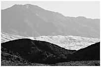 Hills, Kelso Dunes, and Granit Moutains from a distance. Mojave National Preserve, California, USA ( black and white)
