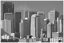 Financial district skyline with MOMA building, afternoon. San Francisco, California, USA (black and white)