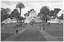 Conservatory of Flowers and lawn, afternoon. San Francisco, California, USA ( black and white)