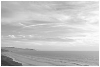 Ocean at sunset seen from Fort Funston. San Francisco, California, USA (black and white)