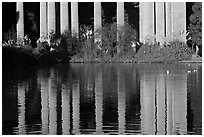 Reflection of colonade, Palace of Fine Arts, morning. San Francisco, California, USA ( black and white)
