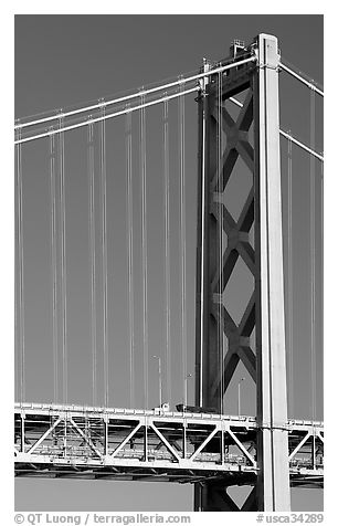 Pillar of Bay Bridge. San Francisco, California, USA (black and white)