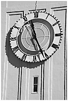 Big clock on the Ferry building. San Francisco, California, USA (black and white)