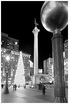Union Square at night. San Francisco, California, USA (black and white)
