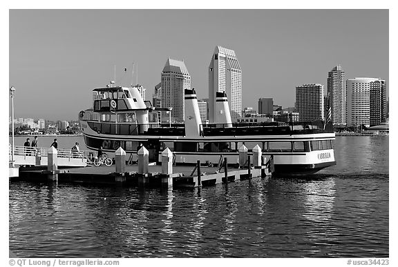 Ferry and skyline, Coronado. San Diego, California, USA
