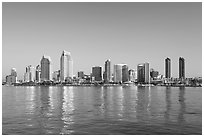 San Diego skyline from Coronado, early morning. San Diego, California, USA ( black and white)