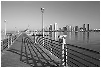Binoculars, pier, and skyline, Coronado. San Diego, California, USA (black and white)