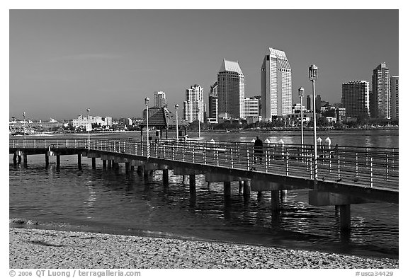 Beach, pier, and skyline, Coronado. San Diego, California, USA