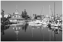 Harbor and boathouse restaurant, Coronado. San Diego, California, USA ( black and white)