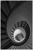 Spiral staircase inside Point Loma Lighthous. San Diego, California, USA (black and white)
