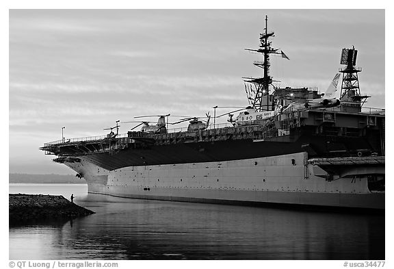 USS Midway at sunset. San Diego, California, USA