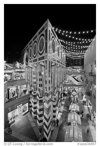 Triangular facade of the Palazzo, Horton Plaza. San Diego, California, USA (black and white)