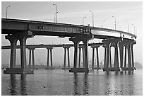 San Diego-Coronado Bay Bridge, early morning. San Diego, California, USA ( black and white)