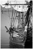 HMS Surprise, a replica of a 18th century Royal Navy frigate, Maritime Museum. San Diego, California, USA (black and white)