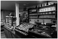 Interior of apothicary store, Old Town. San Diego, California, USA ( black and white)