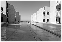 Salk Institude, called architecture of silence and light by architect Louis Kahn. La Jolla, San Diego, California, USA (black and white)