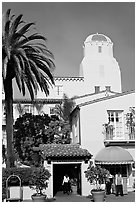 La Valencia Hotel, in spanish colonial style. La Jolla, San Diego, California, USA (black and white)