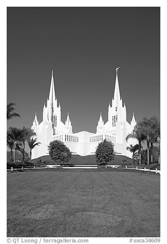 Church of Jesus-Christ of Latter-Day Saints, San Diego California temple. San Diego, California, USA (black and white)