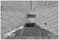 Interior detail of the Crystal Cathedral. Garden Grove, Orange County, California, USA ( black and white)