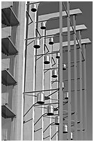 Modern arrangement of Bells in the Crystal Cathedral complex. Garden Grove, Orange County, California, USA ( black and white)