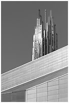 Detail of Bell Tower and Crystal Cathedral. Garden Grove, Orange County, California, USA ( black and white)