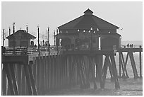Huntington Pier, late afternoon. Huntington Beach, Orange County, California, USA ( black and white)