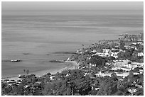 Coast seen from the hills. Laguna Beach, Orange County, California, USA (black and white)