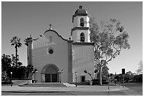Mission basilica. San Juan Capistrano, Orange County, California, USA ( black and white)