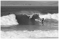Surfer and wave. Morro Bay, USA (black and white)
