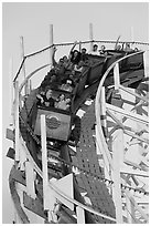 Roller coaster car, Beach Boardwalk. Santa Cruz, California, USA ( black and white)
