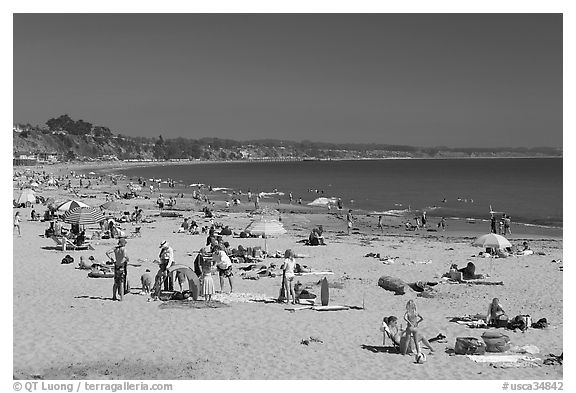 Beachgoers, Capitola. Capitola, California, USA (black and white)