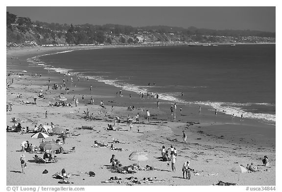 New Brighton State Beach, afternoon, Capitola. Capitola, California, USA (black and white)
