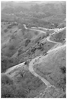 Winding road on the Mount Hamilton Range. San Jose, California, USA ( black and white)