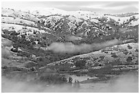 Joseph Grant Park and Mount Hamilton Range with snow. San Jose, California, USA ( black and white)