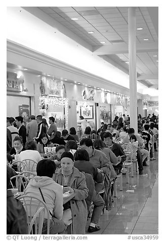 Vietnamese people in the foot court of the Grand Century mall. San Jose, California, USA