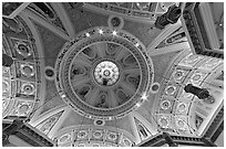 Dome of Cathedral Saint Joseph from inside. San Jose, California, USA (black and white)