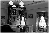 Room where Mrs Winchester died. Winchester Mystery House, San Jose, California, USA (black and white)