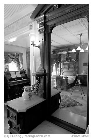 Last room of Sarah Winchester. Winchester Mystery House, San Jose, California, USA (black and white)