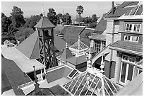 Rooftops. Winchester Mystery House, San Jose, California, USA ( black and white)