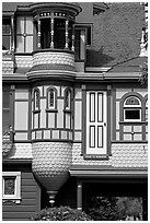 Door to nowhere. Winchester Mystery House, San Jose, California, USA (black and white)