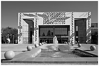 San Jose McEnery convention center with fountain in 2006. San Jose, California, USA ( black and white)